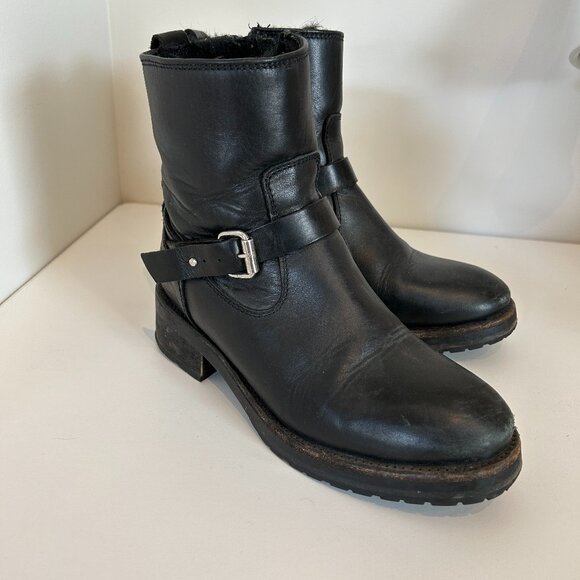 All Saints Leather faux fur lined boots - Picture 1 of 6